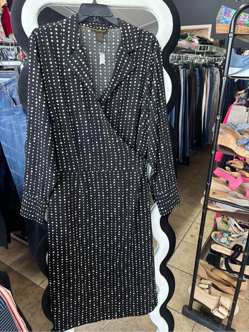 Vintage Ashley Stewart Black Polka Dot Wrap Dress